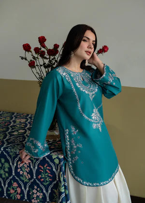 Humrahi 2 Piece Embroidered Lawn Suit – Teal Green | Shai Noor
