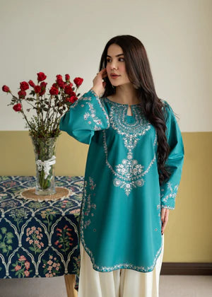 Humrahi 2 Piece Embroidered Lawn Suit – Teal Green | Shai Noor