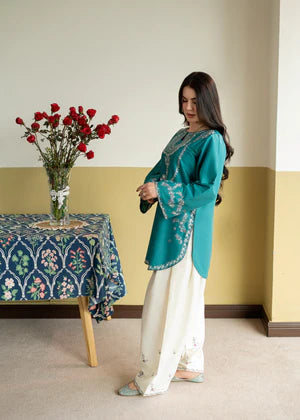 Humrahi 2 Piece Embroidered Lawn Suit – Teal Green | Shai Noor