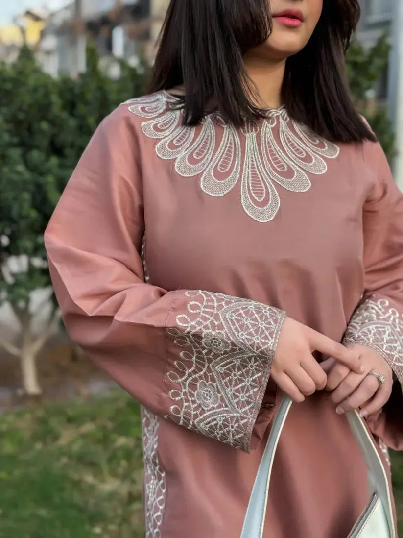 Elegant pink Maria embroidered 2 piece dress for women made in Pakistan