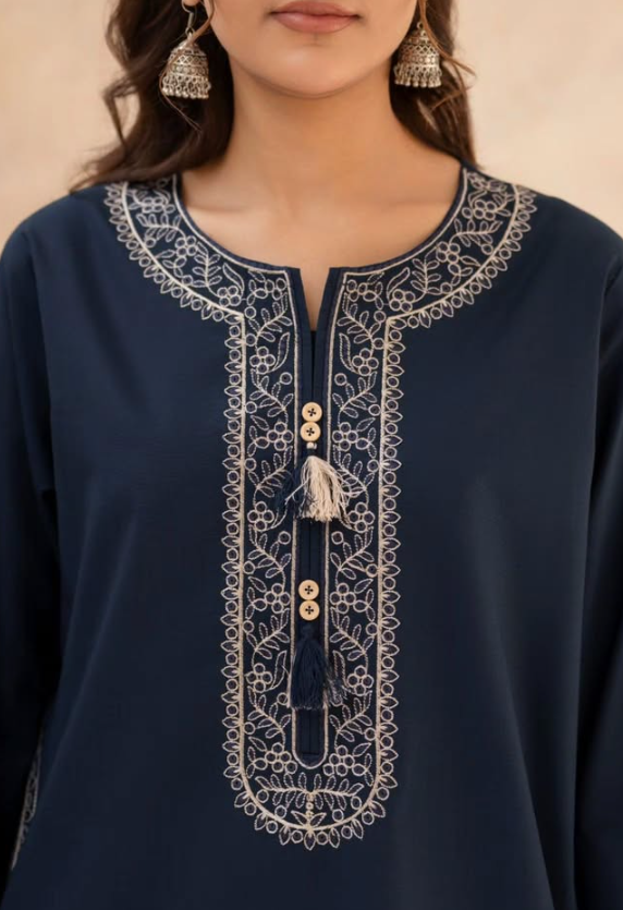 Shai Noor Nazo 2 piece embroidered shirt with embroidered trouser full outfit made in Pakistan