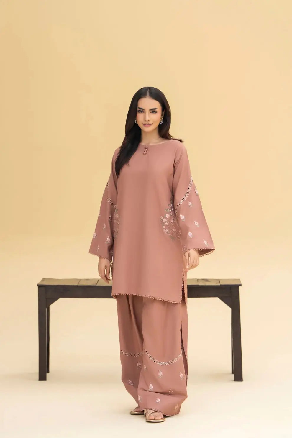 Huria 2 Piece Embroidered Shirt and Trouser Front View by Shai Noor Pakistan