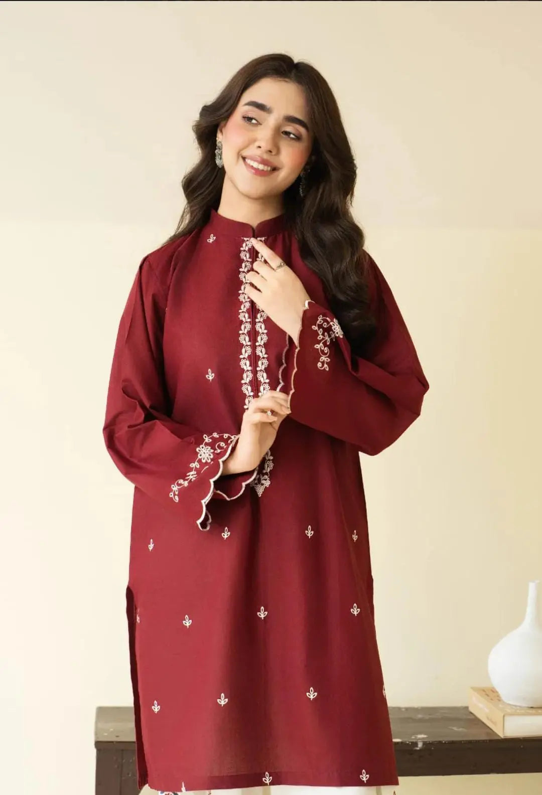 Shai Noor Zarf 2 Piece Embroidered Leelan Suit with Farshi Shalwar Front View