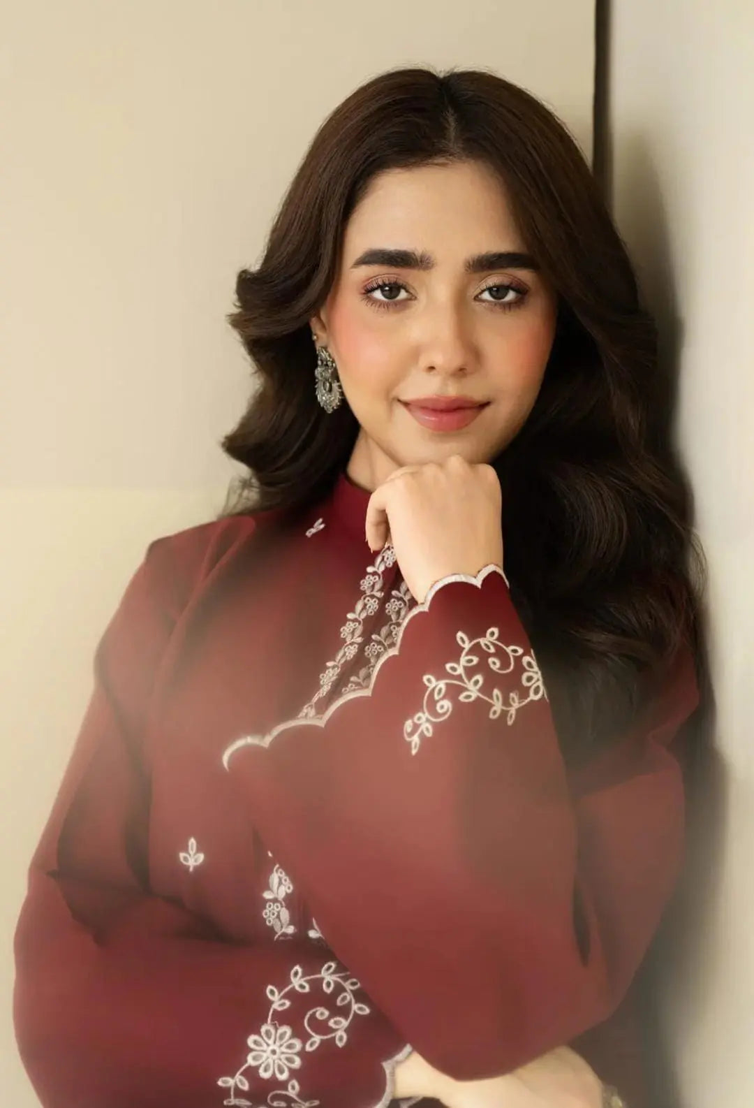 Zarf Neckline Embroidery Detail on Leelan Shirt Shai Noor